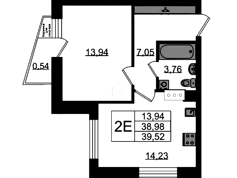 1-комнатная квартира 39.52 м², 10/11 эт., ЖК «VEREN NORT Сертолово»